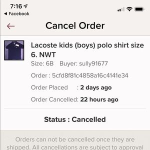 Order cancellation